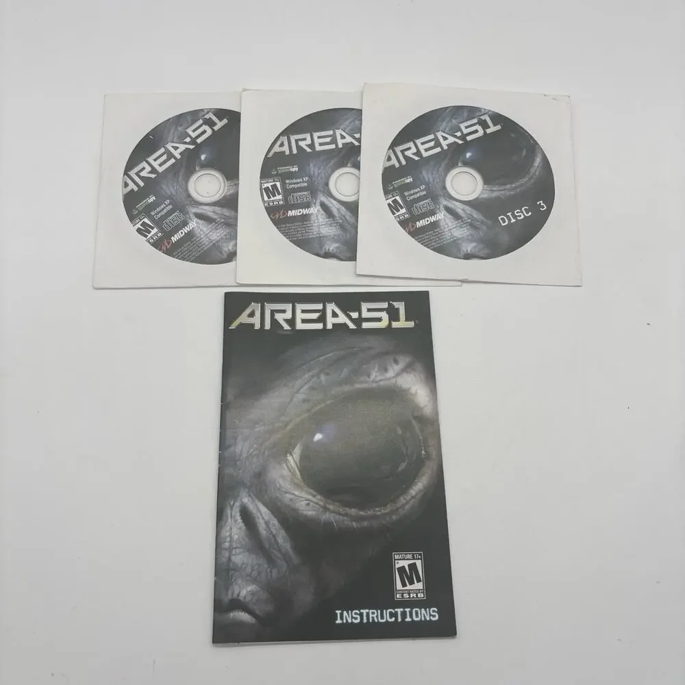 Area 51 PC Games 2005 Complete 3 Disc Set W/ Manual - No Box